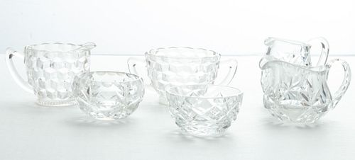 Glass: 3 Sets Of Sugar And Creamer