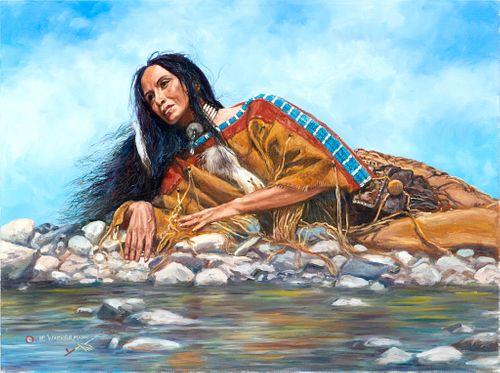 Hubert F. Wackermann Oil On Canvas, C. 2018, Cheyenne Woman, H 18'' W 24''