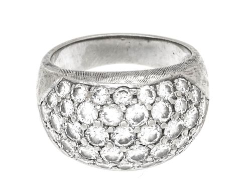 Lady's Diamond Dome Style Ring, 14K White Gold, Size: 4
