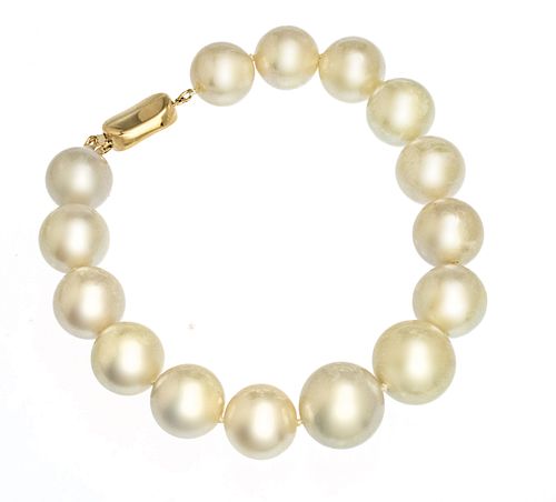 South Sea Pearl (12-15mm) 18kt Gold Bracelet, L 8.5'' 46g