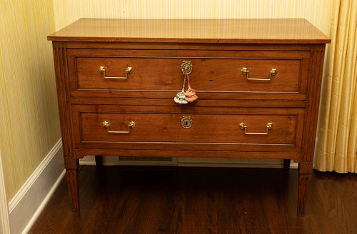 French  Empire Mahogany Two-Drawer Chest Of Drawers,  1870, H 34'' L 47''