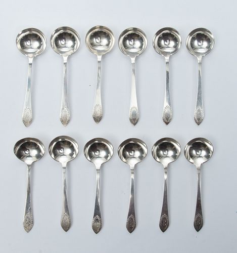 Bailey, Banks & Biddle (Philadelphia) Sterling Silver Spoons, C. 1890, L 5.25'' 10.93t oz 12 pcs