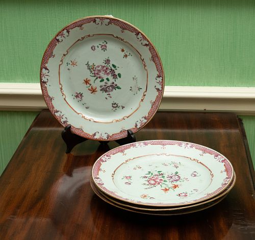 Chinese Export Porcelain Plates,  18th C, Dia. 9.25'' 4 pcs
