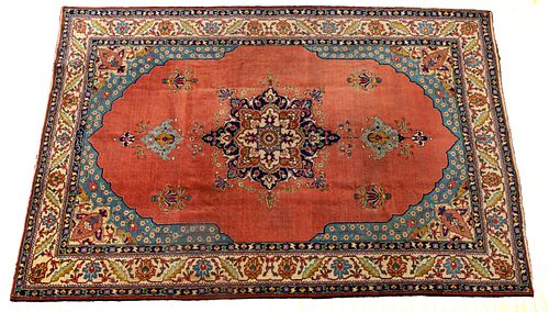 Semi-Antique Persian Tabriz Handwoven Wool Rug, W 6' 10'' L 9' 10''