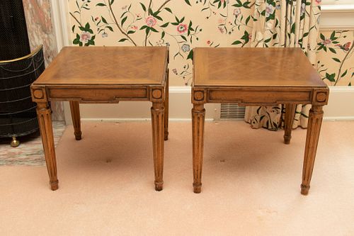 Beacon Hill  Louis XV Style Walnut Side Tables, H 17'' W 18'' 1 Pair