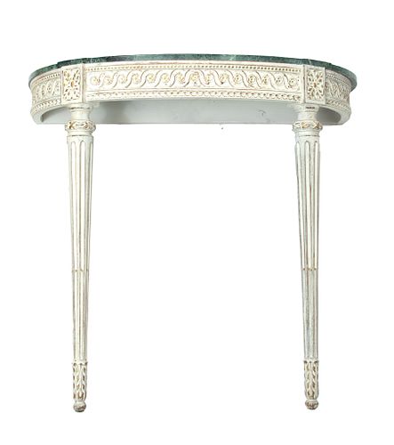 Louis XV Style Marble Top Demilune Console, H 35'' W 34'' Depth 14''