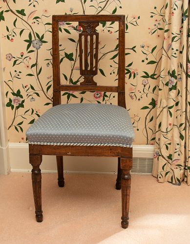 Country French Walnut Side Chair,  18th C., H 36'' W 18''