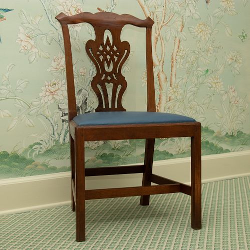 Chinese Chippendale Style Mahogany Side Chair,  1900, H 38.5'' W 21''