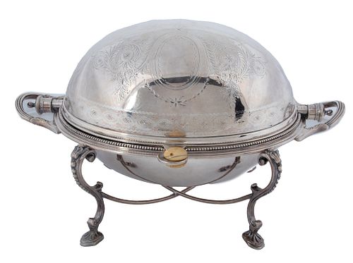 Sheffield English Silver Plate Covered Tureen,  1900, H 7.5'' W 12''