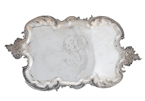 Baroque Style Silver Tray, C. 1900, With Hallmarks, W 10.75'' L 19.75'' 31.34t oz