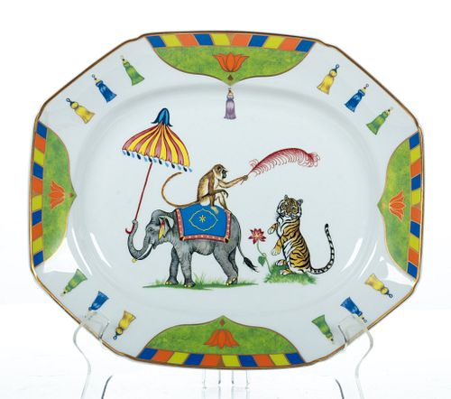 Lynn Chase  'Tiger Raj' Porcelain Platter,  1994, W 12'' L 14''