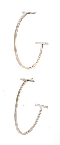 Tiffany & Co. Sterling Silver Hoop Earrings, Dia. 1.62'' 0.19t oz