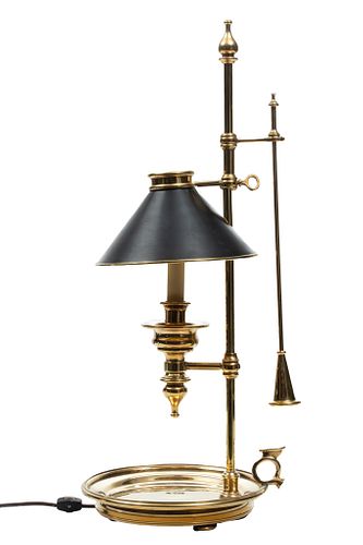 Chapman  Brass Candlestick Form Lamp, H 26'' Dia. 10''