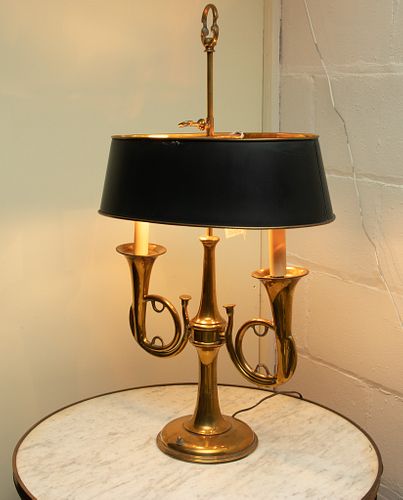 Chapman  Brass Bouillotte Lamp, H 29'' W 16''