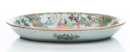 Chinese  Rose Medallion Export Porcelain Oval Tray,  19th.c., W 6.7'' L 9''