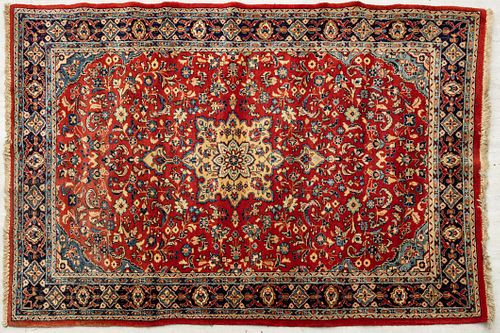 Persian Sarouk Handwoven Wool Rug, C. 2000, W 4' L 6' 7''