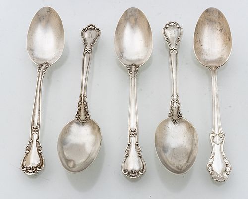 Gorham "Chantilly"  Sterling Silver Serving Spoons (4) + 1 Other 5 pcs