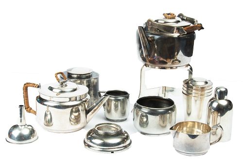 Barrett & Sons, Piccadilly, London Silver Plate Traveling Food Set, In Case C 1900 13 Pcs.
