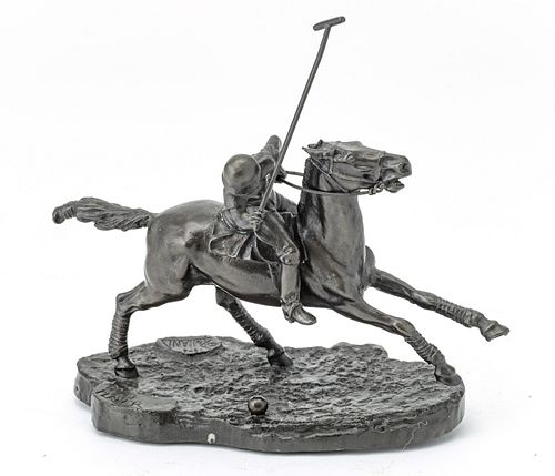Pollani,  Bronze C. 1978, Polo Player On Horseback, H 4'' L 5.2''