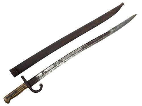 Wrought Iron & Brass Sword, W 4'' L 28''