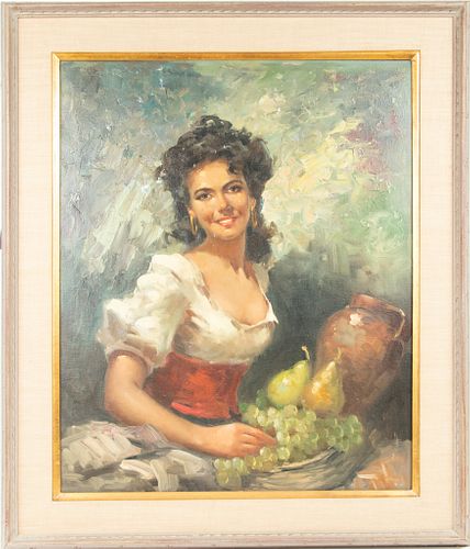 Drury, Oil On Canvas, C 1960, H 30" W 24" Portrait Of Lady