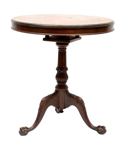 Mahogany Round Lamp Table C. 1940, H 28'' Dia. 26''