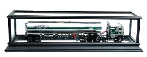 Franklin Mint  Freightliner Cab Over With Reefer Trailer, 1:32 Scale C. 1980, Chrome,
