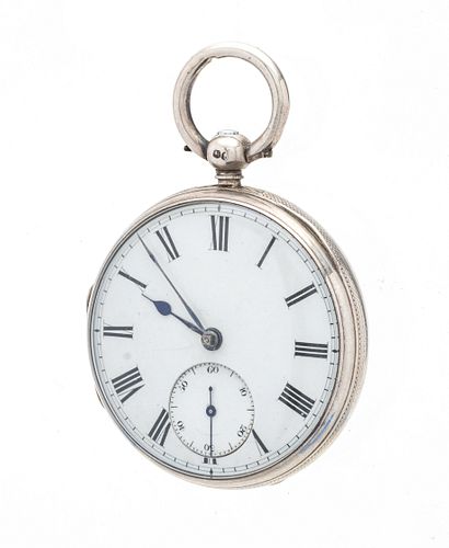 English Silver Cased Fusee Pocket Watch C. 1860, Dia. 50mm