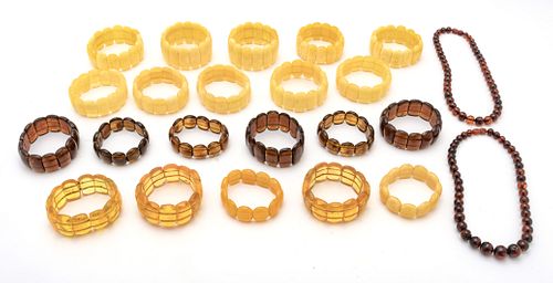 Amber Bracelets And Necklaces,  20th C., 23 Pieces