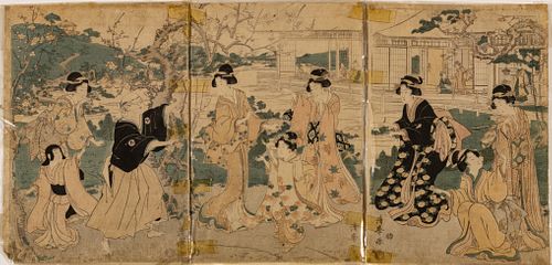 Japanese  Woodblock Prints C. 19th.c.1860, H 14'' W 10'' 7 pcs