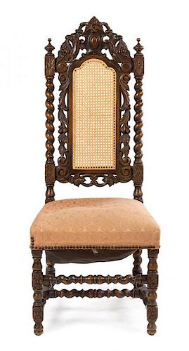 A Renaissance Revival Carved Side Chair Height 49 inches.