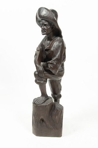 Antonio Zeppellini, Carved Wood Sculpture Woodsman