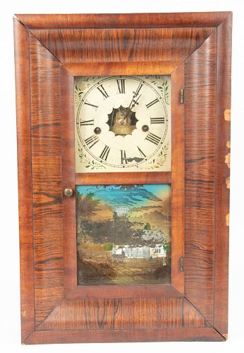 Waterbury Clock Co. Rosewood Veneer Mantel Clock C 1840 H 18" W 12"