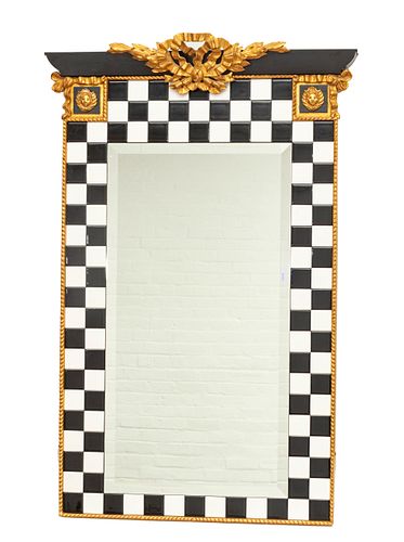 CARVER'S GUILD CHECKERED TILE WALL MIRROR, 1991 H 45", W 30"