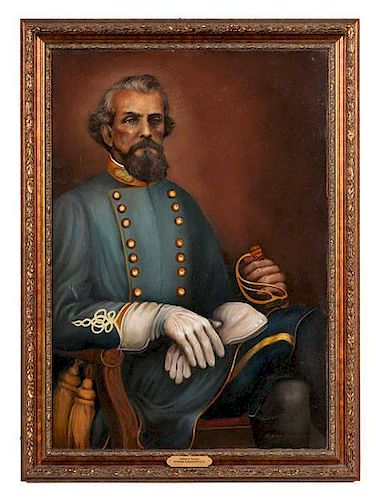 CSA General Nathan Bedford Forrest, Oil on Canvas by Hiram Grandville (1815-1892) 