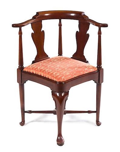 A Georgian Style Corner Chair Height 33 1/2 inches.