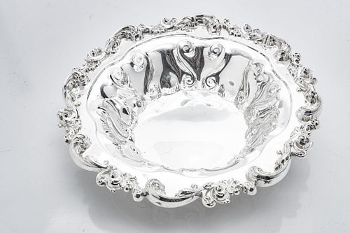 STERLING SILVER OPEN BOWL, C 1900 DIA 11 3/4", MERIDEN BRITTANIA CO., SHREVE CRUMP AND LOW, 14.5 TR OZ 