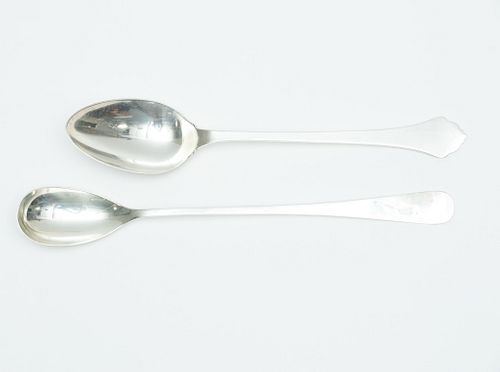 REED AND BARTON & OLD NEWBURY  CRAFTERS STERLING, LONG SERVING SPOONS TWO L 11 3/4", 12 3/4" 