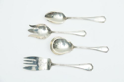 REED AND BARTON STERLING SERVING SPOONS, FORKS, HEPPLEWHITE 4 PCS. 9.7 OZ T 