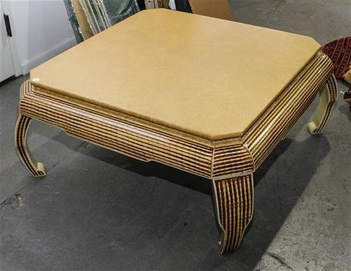 * A Chinese Form Low Table, Baker Height 17 1/2 x width 40 x depth 40 inches.