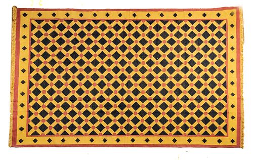 HAND MADE FLATWOVEN WOOL RUG, W 7' 10", L 10' 