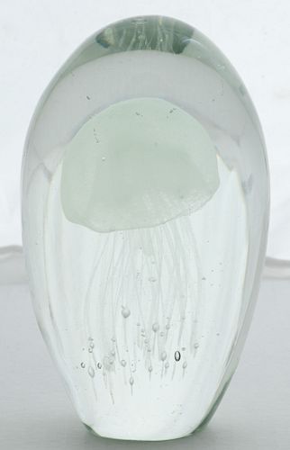 MURANO "JELLYFISH" HAND MADE GLASS PAPER WEIGHT, H 6.5"