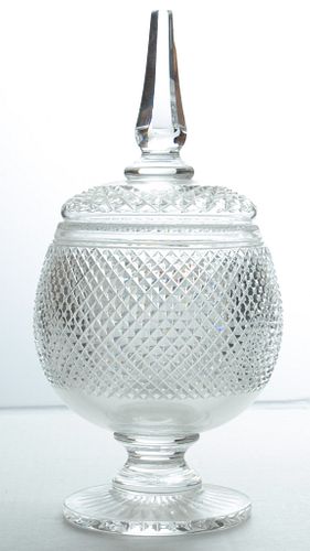 BRILLIANT PERIOD GLASS COMPOTE WITH LID, C 1900 H 12.75"