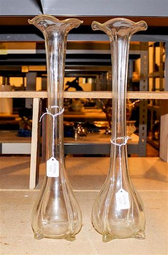 A Pair of Blown Glass Vases. Height of tallest 19 1/4 inches.