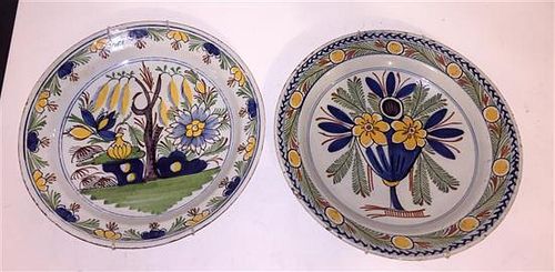 * Two Dutch Delft Chargers Diameter 13 1/2 inches.