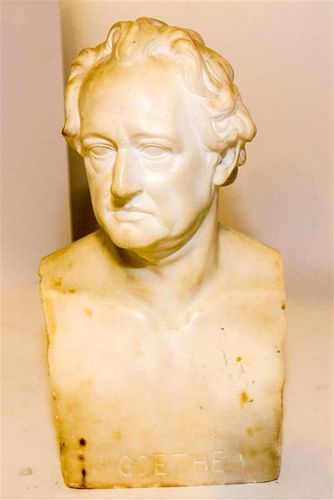 A Continental Alabaster Bust of Goethe Height 14 inches.