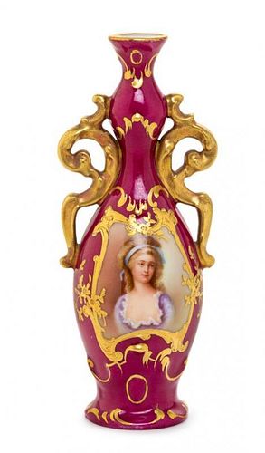 * A Royal Vienna Style Porcelain Cabinet Vase Height 5 inches.