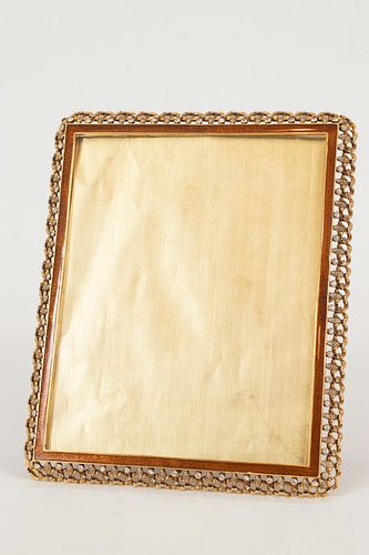 JAY STRONGWATER ENAMELED METAL PHOTO FRAME, H 11", W 9.5"