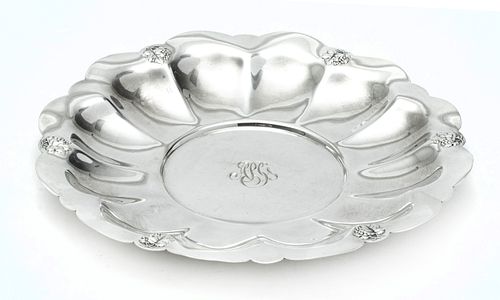 FRANK WHITING STERLING SILVER SERVING PLATE C.1950 DIA 10" 
