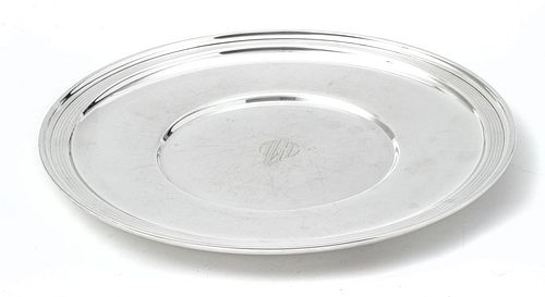 AMERICAN "MARIE LOUISE" PATTERN STERLING SILVER SERVING PLATE C.1900 DIA 10" 